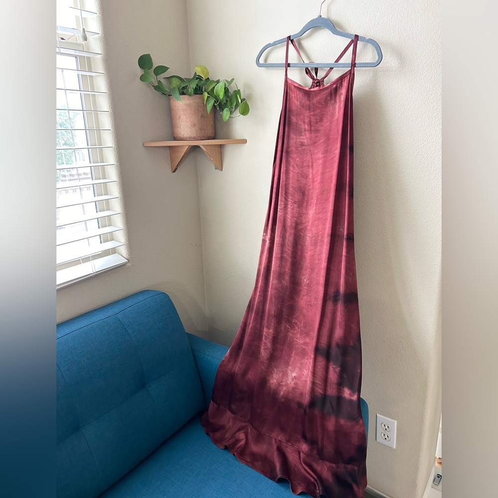 LACAUSA Tie Dye Affect Slip Maxi Dress